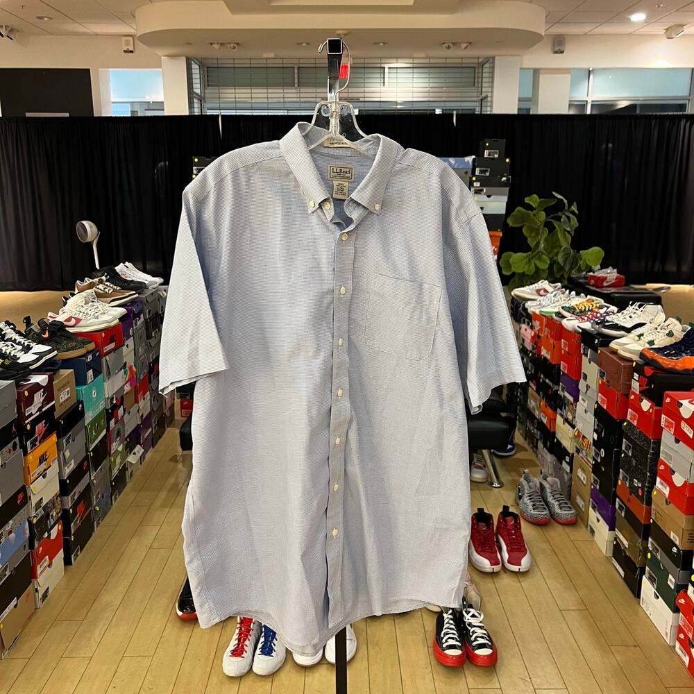 L.L Bean Blue/White Button Shirt Sz L-Tall